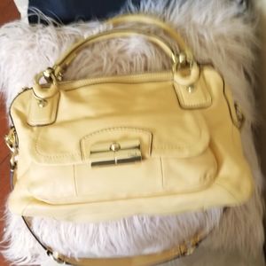 Coach Kristen Leather Satchel Shoulder Bag F22304 Yellow Handbag Purse